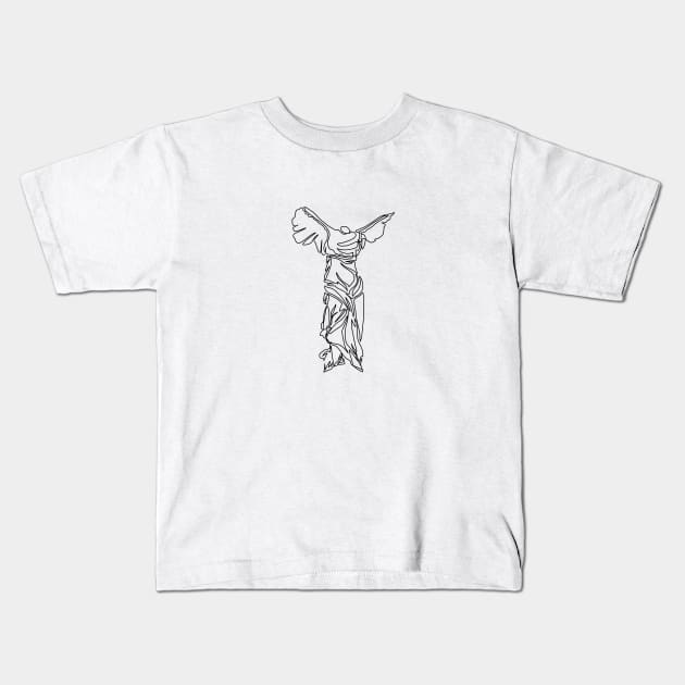 Minimal line illustration of the Winged Victory of Samothrace Kids T-Shirt by THESOLOBOYY